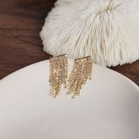 Fashion New Flash Tassel Female Alloy Diamond Chain Earrings main image 3