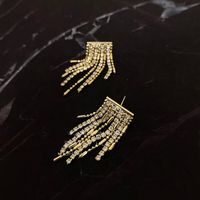 Fashion New Flash Tassel Female Alloy Diamond Chain Earrings main image 5