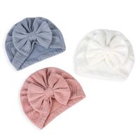 Children's Headwear Wholesale Solid Color Wheat Ear Pattern Bow Hat main image 3