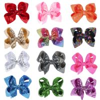 Bijoux Pour Enfants 5 Pouces Sequin Bow Hairpin Solid Color Girl Sequin Hairpin main image 3