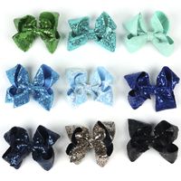 Children's Jewelry 5-inch Sequin Bow Hairpin Solid Color Girl Sequin Hairpin main image 4