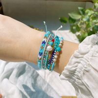 Bohemian Style Multi-layer Blue Bead Turquoise Woven Bracelet main image 3