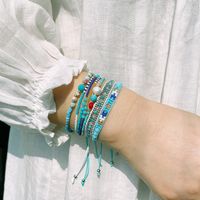 Bohemian Style Multi-layer Blue Bead Turquoise Woven Bracelet main image 4