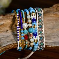 Bohemian Style Multi-layer Blue Bead Turquoise Woven Bracelet main image 1
