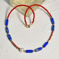 Fashion Blue Agate Necklace Handmade Semi-precious Stone Necklace main image 5