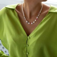 Collar De Cadena De Clavícula De Cristal De Color Perla De Metal Retro Para Mujer main image 1