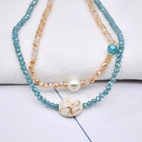 Fashion Double Layered Wearing Crystal Turquoise Pearl Clavicle Chain main image 5
