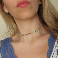 New Choker Fashion Bohemian Short Hand-beaded Colorful Beads Necklace main image 1