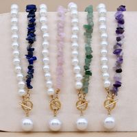 New Pearl Stitching Asymmetrical Amethyst Crystal Gravel Clavicle Chain main image 5