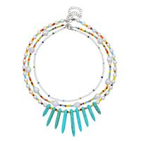 Fashion Multi-layer Pearl Turquoise Color Beads Clavicle Chain Female main image 6