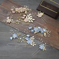 Bridal Headwear New Forest Blue Flower Hair Comb Knot Wedding Accessories main image 3