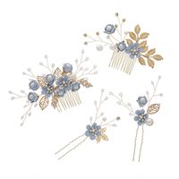 Accessoires De Mariage De Peigne À Cheveux Fleur Blanche Rose Bleu Clair De La Mariée main image 6