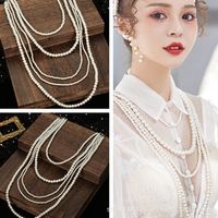 Retro Multi-layered Pearl Necklace Bridal Wedding Jewelry main image 1