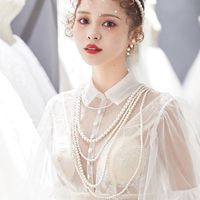 Retro Multi-layered Pearl Necklace Bridal Wedding Jewelry main image 3