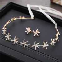Korean Bridal Star Rhinestone Ribbon Hairband Wedding Headwear Ear Clip Set main image 1