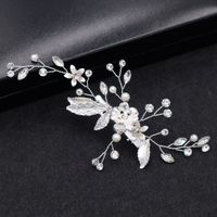 Fashion Flower Leaf Shaped Inlaid Pearl Rhinestone Alloy Hair Clip main image 5