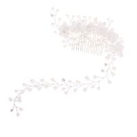 Fashion Bridal Handmade Pearl Flower Soft Pottery Flower Hair Comb main image 6