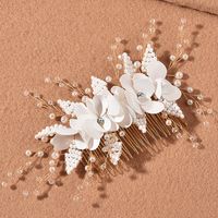 Bridal Flower Hair Comb Simple Head Flower Millet Pearl Bead Knot Wedding Accessories main image 1