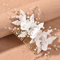 Bridal Flower Hair Comb Simple Head Flower Millet Pearl Bead Knot Wedding Accessories main image 6