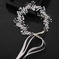 Bridal Leaf Alloy Diamond Pearl Wedding Headband main image 4