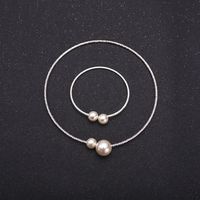 Simple Style Round Alloy Artificial Crystal Artificial Pearls Women's Bracelets Necklace Jewelry Set main image 5