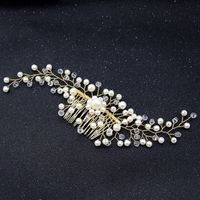 Handmade Pearl Hair Comb Jewelry Copper Wire Wedding Dress Accessories main image 5