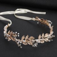 New Retro Bridal Headdress Leaves Pearl Bridal Hairband main image 1