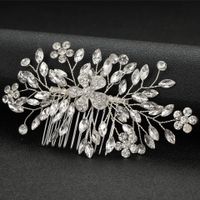 Bridal Wedding Accessories Alloy Flowers Diamonds Plum Hair Comb main image 2