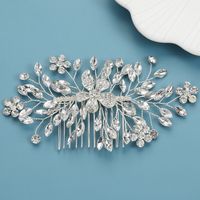 Bridal Wedding Accessories Alloy Flowers Diamonds Plum Hair Comb main image 4