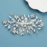 Braut Hochzeit Zubehör Legierung Blumen Diamanten Pflaume Haarkamm main image 5