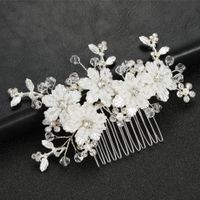 Bridal Wedding Hair Accessories White Flowers Beaded Hair Comb main image 3