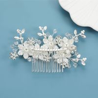 Bridal Wedding Hair Accessories White Flowers Beaded Hair Comb main image 5