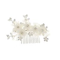 Bridal Wedding Hair Accessories White Flowers Beaded Hair Comb main image 6