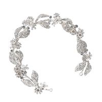 Bridal Wedding Hair Accessories Diamond Leaves Flower Hairband main image 6