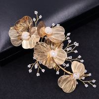 Tête De Fleur D&#39;or Nuptiale Boucle D&#39;oreille Noeud Robe De Mariée Accessoires Pour Cheveux main image 1