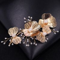 Tête De Fleur D&#39;or Nuptiale Boucle D&#39;oreille Noeud Robe De Mariée Accessoires Pour Cheveux main image 4