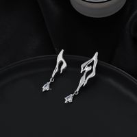 Fashion Asymmetric Zircon Simple Water Drop Copper Drop Earrings main image 3