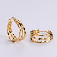 Lady Heart Inlaid Gold Stainless Steel No Inlaid 18K Gold Plated Earrings main image 1