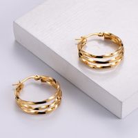 Lady Heart Inlaid Gold Stainless Steel No Inlaid 18K Gold Plated Earrings main image 3