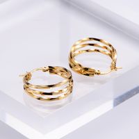 Lady Heart Inlaid Gold Stainless Steel No Inlaid 18K Gold Plated Earrings main image 5