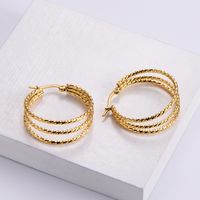 Twist Electroplating Ear Hoop Round Stainless Steel Jewelry main image 4