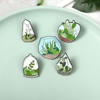 Cartoon Creative Glass Plant Potted Alloy Brooch main image 1