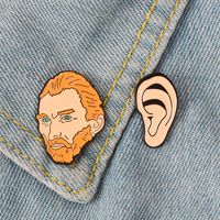 Fashion Creative Van Gogh Portrait Ear Drip Oil Alloy Brooch main image 3