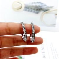 Pendientes De Acero De Titanio Con Diamantes Completos Para Mujer A La Moda Con Diamantes De Imitación De Aro Grande main image 1