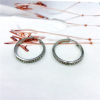 Pendientes De Acero De Titanio Con Diamantes Completos Para Mujer A La Moda Con Diamantes De Imitación De Aro Grande main image 6