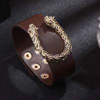 2022 Simple Pu U-shape Alloy Leopard Shape Bracelet main image 4