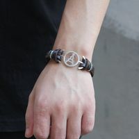 Magnetic Buckle Leather Stainless Steel Iron Tower Bracelet main image 4