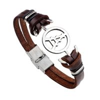 Magnetic Buckle Leather Stainless Steel Iron Tower Bracelet main image 6
