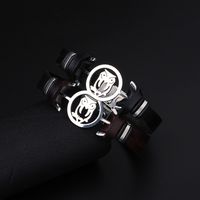 Creative Fashion Stainless Steel Hollow Owl Leather Bracelet main image 3