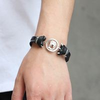 Creative Fashion Stainless Steel Hollow Owl Leather Bracelet main image 4